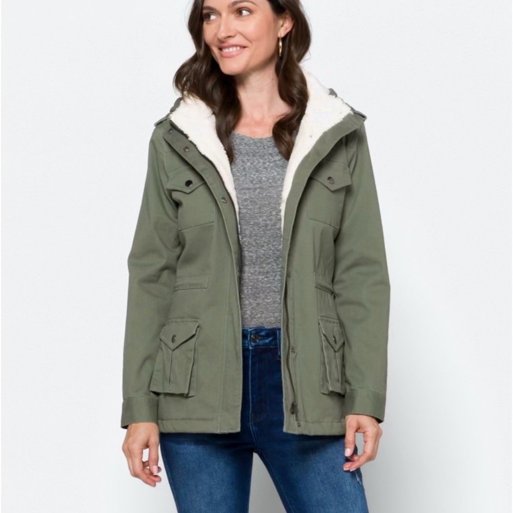 Market & Spruce Kathleen Shearling Lined Cargo Jacket